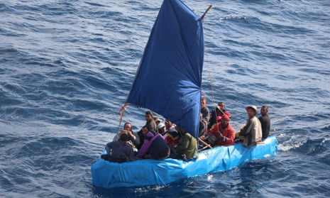 A boat of Cubans near Key West, Florida, pictured in January 2015. More than 40,000 Cubans entered the US in the 2015 fiscal year, according to US customs and border protection.
