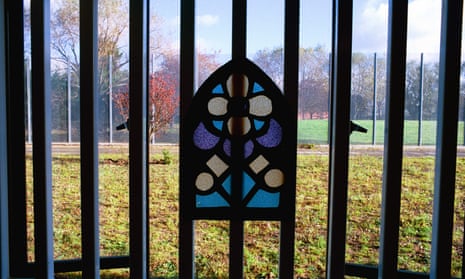 The view through the window of the education block at Feltham Young Offenders Institution, London