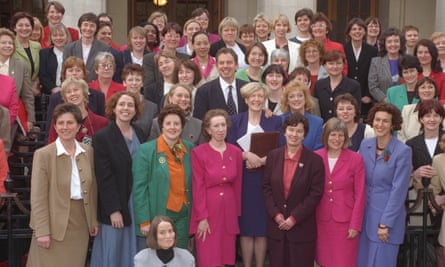 Tony Blair with female MPs, 1997.