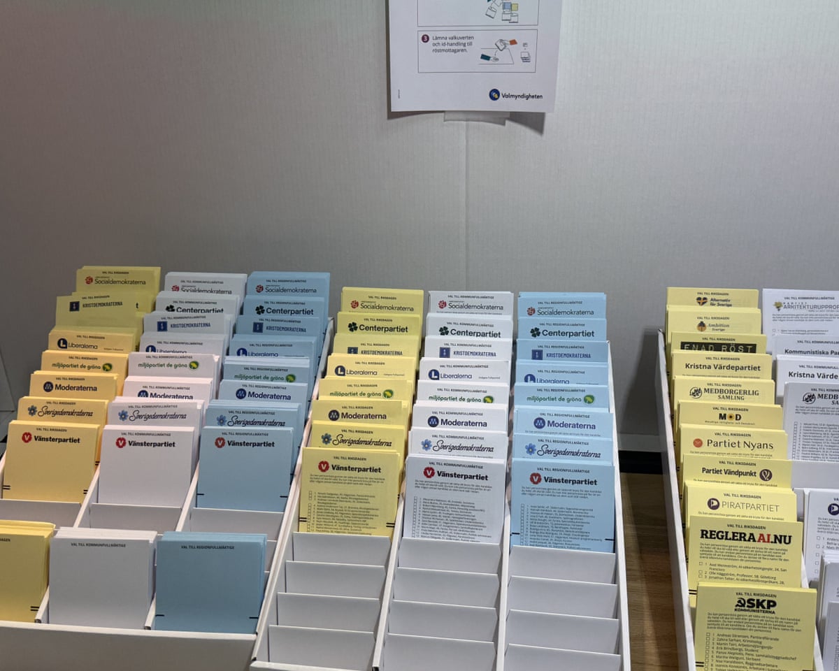 A view of election ballots in Stockholm ahead of Sweden’s general election.