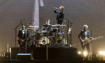 U2 in concert in New Orleans, Louisiana, 14 September 2017.