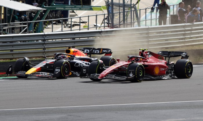Max Verstappen and Ferrari’s Carlos Sainz Jr. in action