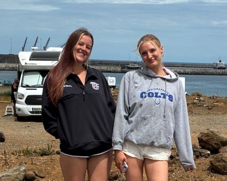 Tourists Amy Byres (left) and Emma Armitage.