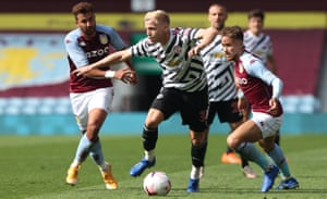 Donny van de Beek surges forward during Manchester United’s pre-season friendly against Aston Villa earlier in September.