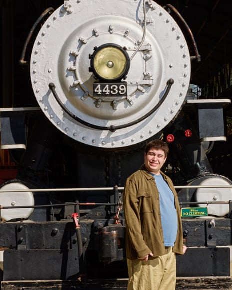 Author Woody Brown with a steam engine