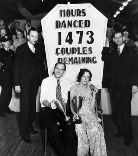 Frank Miller, 56, and Ruth Smith 22, win a dance marathon in Atlantic City in the 1930s. They danced for more than 61 days.