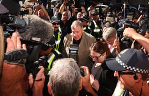 Cardinal George Pell arrives in court for his sentencing hearing on Wednesday morning