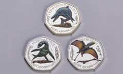 Plesiosaurus, temnodontosaurus and dimorphodon coins being issued to celebrate the palaeontologist Mary Anning