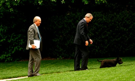Karl Rove, George W Bush and first dog Barney