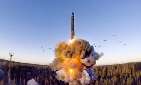 Russia testing an intercontinental ballistic missile.