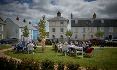 A street party in the small town of Poundbury