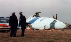 FILES-BRITAIN-SCOTLAND-LIBYA-COURT-LOCKERBIE<br>(FILES) In this file photo taken on December 22, 1988 Policemen look at the wreckage of the 747 Pan Am airliner that exploded and crashed over Lockerbie, Scotland. The flight was on route for New York with 259 passengers on board. All 243 passengers and 16 crew members were killed as well as 11 Lockerbie residents. - A posthumous legal challenge to overturn the conviction of the Lockerbie bomber Abdelbaset Mohmet Al-Megrahi is due to begin in Scotland on November 24, 2020. Megrahi was the only person convicted of bombing Pan Am Flight 103, which was blown up as it travelled from London to New York over the Scottish town of Lockerbie on December 21, 1988. A total of 270 people from 21 countries were killed -- 243 passengers, 16 crew, and 11 people on the ground -- in what remains Britain’s biggest terrorist attack. (Photo by ROY LETKEY / AFP) (Photo by ROY LETKEY/AFP via Getty Images)