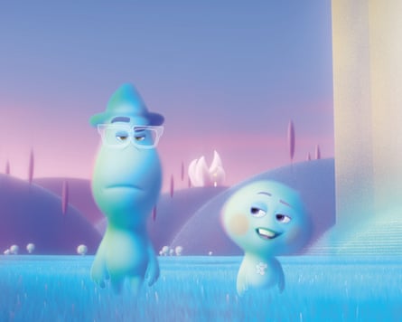 Joe Gardner (voice of Jamie Foxx) meets precocious character, 22 (voice of Tina Fey) in Soul.