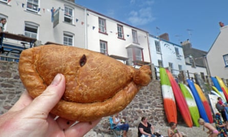 A Cornish pasty made in Cornwall.