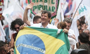 Fernando Haddad at a rally in Sao Paulo on Saturday.