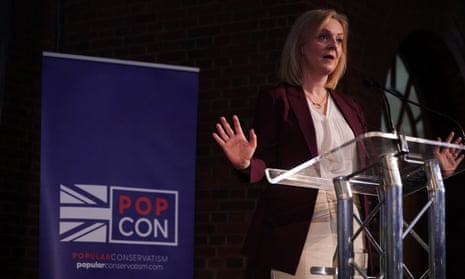 Former prime minister Liz Truss during the launch of the Popular Conservatism movement at the Emmanuel Centre in central London.