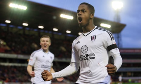 Ryan Sessegnon celebrates after scoring one of the 11 goals he has got for Fulham this season, against Barnsley last month.