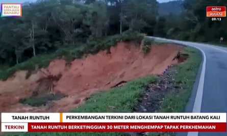 The scene after the landslide, in an image from video