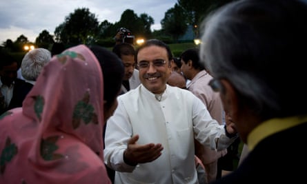 Asif Ali Zardari is congratulated by PPP members in Islamabad