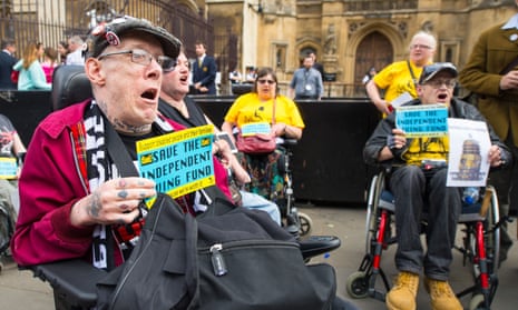 Disability rights campaigners protest in Westminster