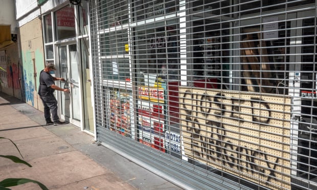A business remains closed in downtown Miami, Florida, last week. Thousands of people are still waiting for their unemployment claims to be processes.