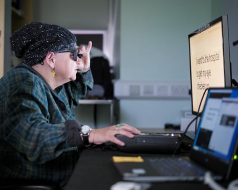 An eye patient takes part in a test at hospital.