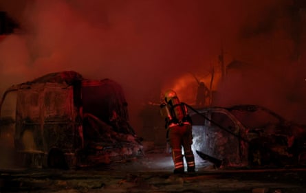 rescue worker in dark red light