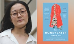 Composite image of author Jessie Tu and the cover of her book The Honeyeater