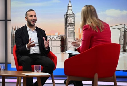 Zack Polanski appearing on the BBC’s political television show with the journalist Laura Kuenssberg