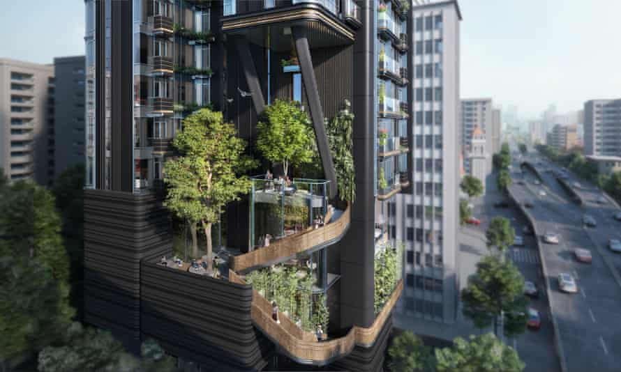 An artist’s impression of The Courtyard, an apartment block in Kowloon designed as an urban forest.
