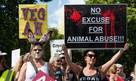 Activists and campaigners in the Official Animal Rights March in central London