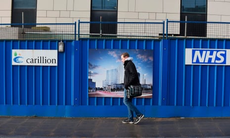 A Carillion sign outside the collapsed company’s construction site at the Royal Liverpool University hospital