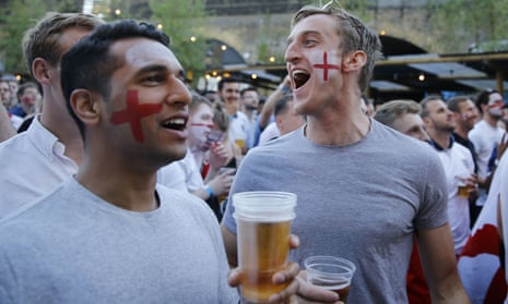 England fans drink beer in London