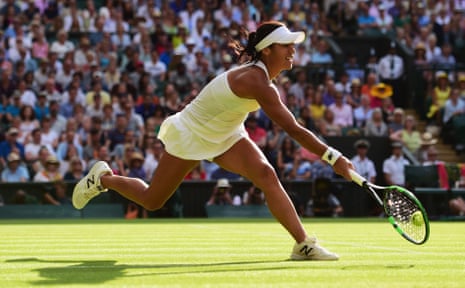 Heather Watson plays a forehand on her way to brilliantly taking the second set.