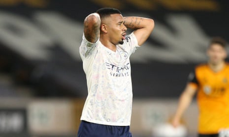Gabriel Jesus during Manchester City’s win at Wolves on Monday.