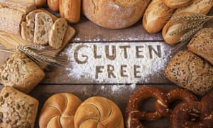 gluten free breads on wood background
