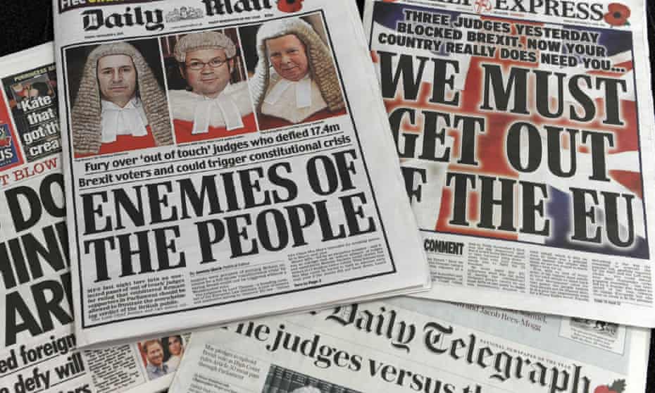 British newspapers following the high court's article 50 ruling