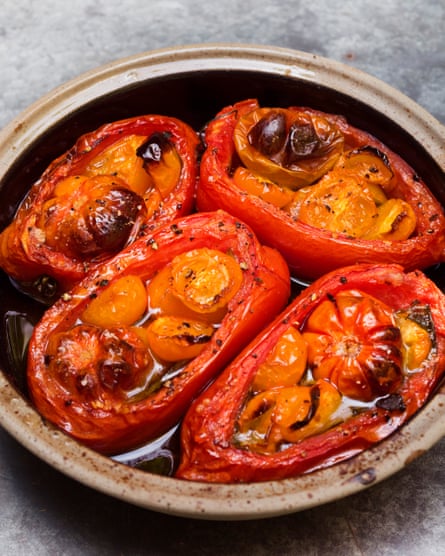 Soak up the juices: baked tomatoes with basil.