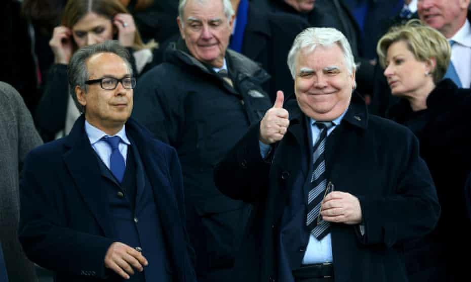 Everton’s majority investor, Farhad Moshiri,, left, and the chairman, Bill Kenwright, prepare for the FA Cup quarter-final against Chelsea.