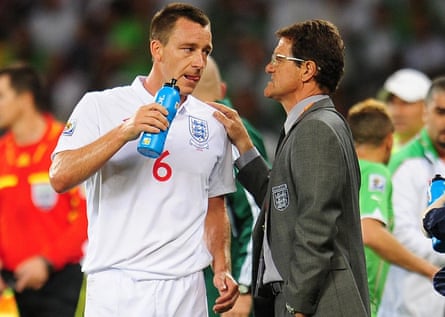 John Terry and Fabio Capello at the 2010 World Cup. Capello sacked Terry as captain but the defender continued to be a key figure for England.