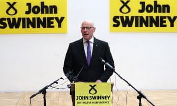 John Swinney at the press conference announcing he is standing to be SNP leader and first minister of Scotland.