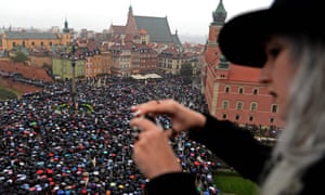 Protesters in Warsaw on 3 October 2016.