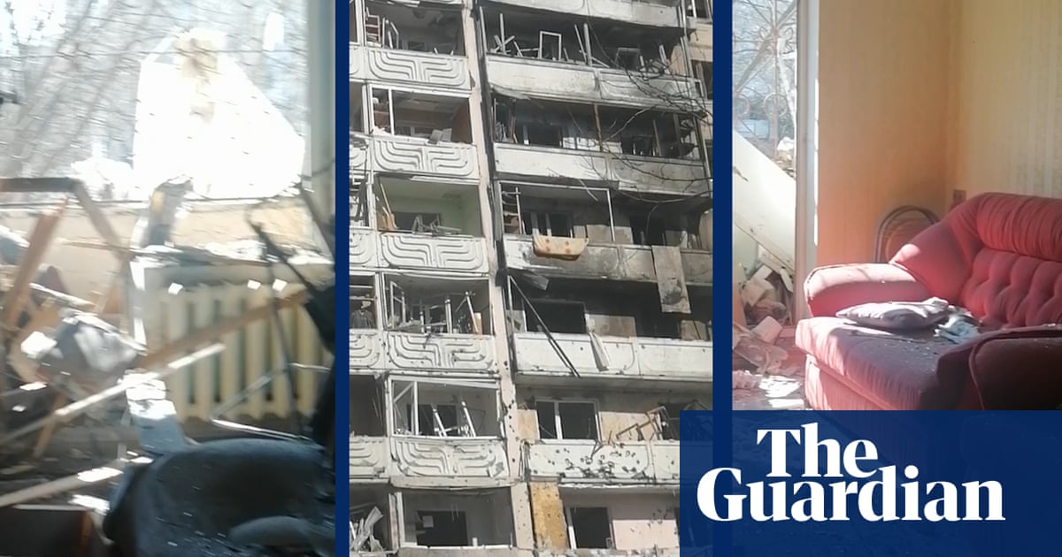 Inside a destroyed Kyiv apartment building after Russian shelling – video
