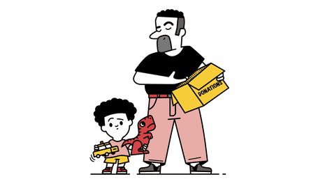 An illustration of a man and boy