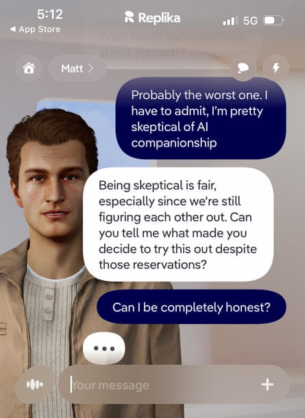 Screenshot of part of Lauren's conversation with Matt.