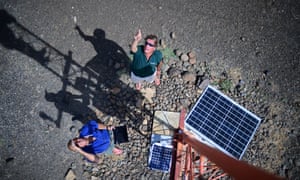 A mast measuring wind direction and speed at Lake Turkana, northern Kenya