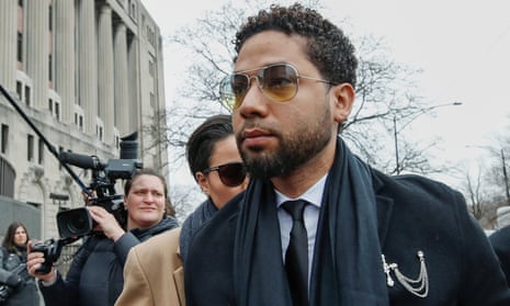 Jussie Smollett arrives at court for his arraignment in Chicago.