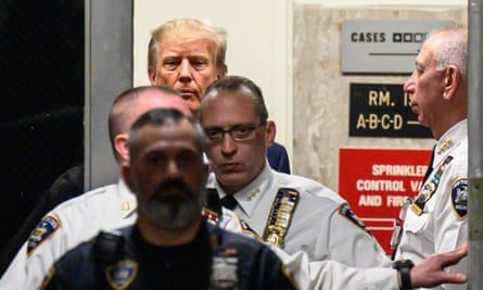 Trump arrives at the courtroom at the Manhattan criminal court in New York.
