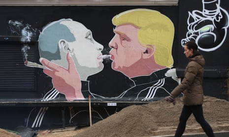 A mural of Donald Trump and Vladimir Putin in Vilnius, Lithuania.
