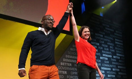 Former Conservative MP Sam Gyimah with Jo Swinson at the Liberal Democrat conference in Bournemouth.